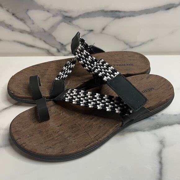 Merrell Women's Black White Woven Casual Hiking Around Town Sunvue Sandals Sz 8 - Picture 3 of 7